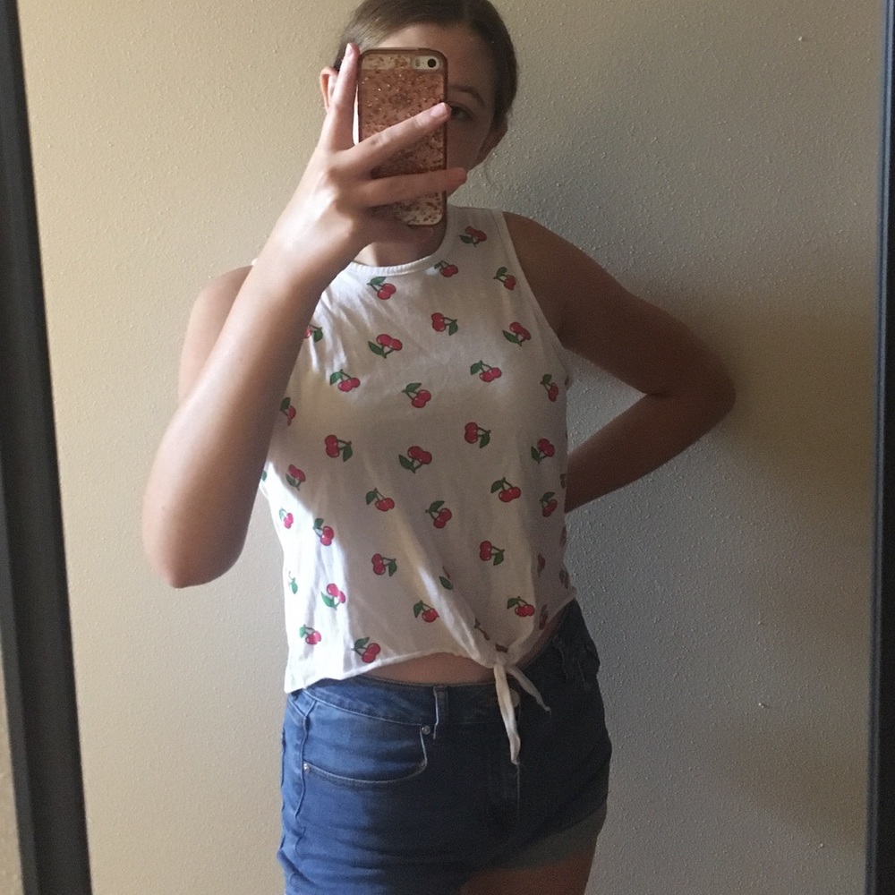 Cute Cherry Cropped Tank